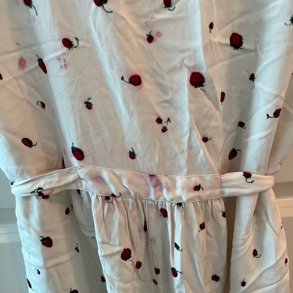 Chinti & Parker Strawberry Field Ana Midi Dress Short Sleeve V-Neck Tie Waist - Picture 9 of 16